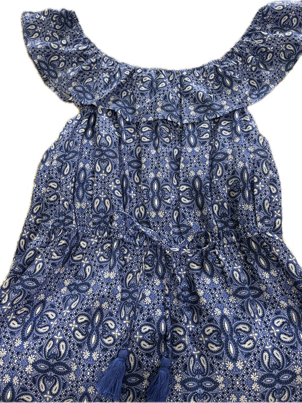 Kingston Grey Blue Paisley Hi Low Maxi Dress Ruffle Off Shoulder Size L NWT - Picture 4 of 7